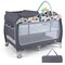 Babyjoy 3 in 1 Baby Playard Portable Infant Nursery Center w/ Zippered Door Pink/Grey/Pink & White/Green